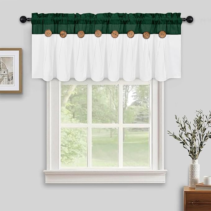 FRAMICS Farmhouse Valance Curtains, Boho Cotton Linen Kitchen Valance, Country by FRAMICS