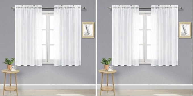 DWCN White Sheer Curtains Semi Transparent Voile Rod Pocket Curtains by DWCN