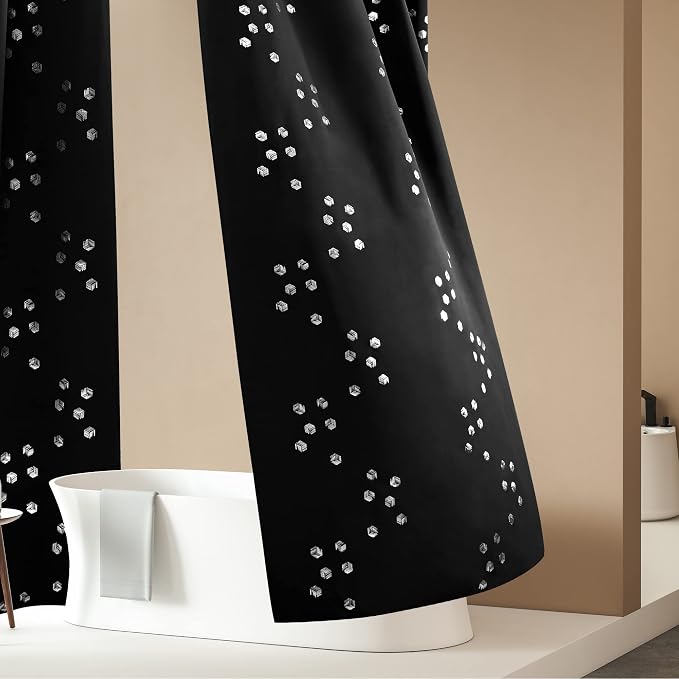 Deconovo Designer Series Silvery Cubic Printed Blackout Curtains - Image 4