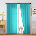 Turquoise Sheer Curtains 90 Inches Long 2 Panels, Light Filtering Solid Sheer by Home
