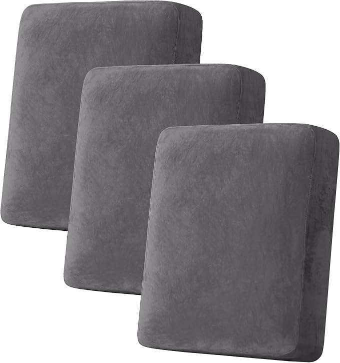 H.VERSAILTEX Velvet Stretch Couch Cushion Cover Plush Cushion Slipcover by HVERSAILTEX