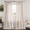 Nanspring Beige Linen Back Tab Curtains 96 Inches Long by Nanspring