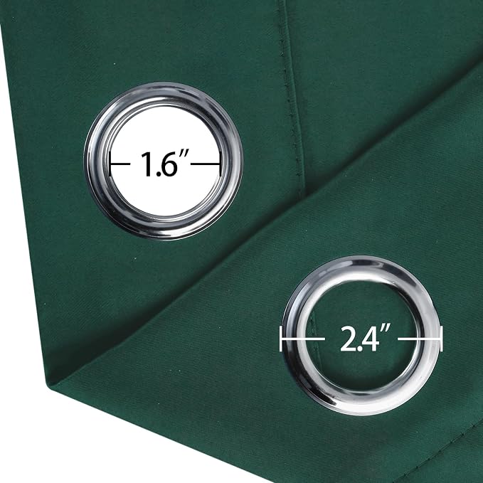 Blackout Curtains 52 x 90 Inch Long Dark Green Curtains Set of 2 Panels Room - Image 5
