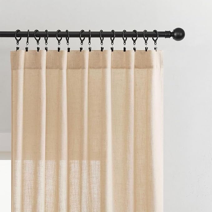 Joydeco Linen Curtains 108 Inch Length 2 Panel Sets, Light Filtering Curtains - Image 4