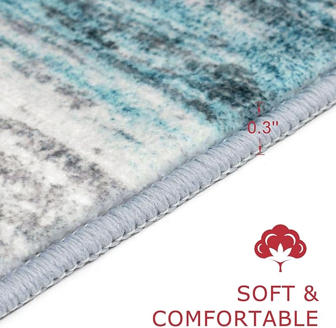 KOZYFLY Modern Abstract Hallway Runner Rug, 2x5 Washable Rug Runner Non-Slip - Image 2