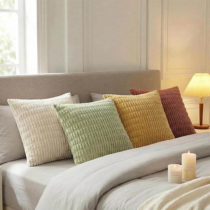 Fancy Homi 4 Packs Boho Fall Small Decorative Throw Pillow Covers 14x14 Inch - Image 3