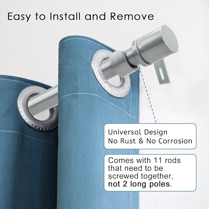 Byondeth Curtain Rods for Windows 16 to 170 Inches Adjustable Length 1 Inch - Image 2