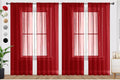 SpaceDresser Christmas Red Sheer Curtains 4 Panels Rod Pocket Semi-Sheer by SpaceDresser