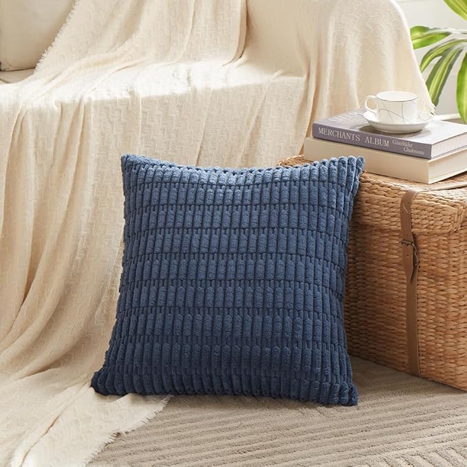 Fancy Homi 4 Packs Dusty Blue Decorative Throw Pillow Covers 14x14 Inch - Image 2
