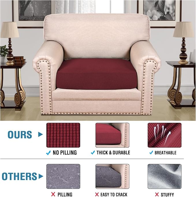 H.VERSAILTEX Super Stretch Individual Seat Cushion Covers Sofa Covers Couch - Image 2
