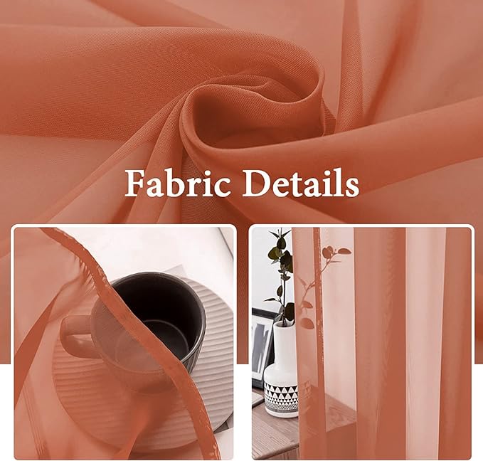 MIULEE 2 Panels Solid Color Sheer Window Curtains Elegant Window Voile Fall - Image 3