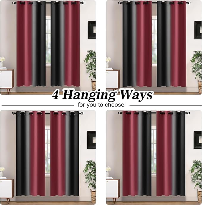 Yakamok Blackout Ombre Burgundy and Black Curtains - Image 8