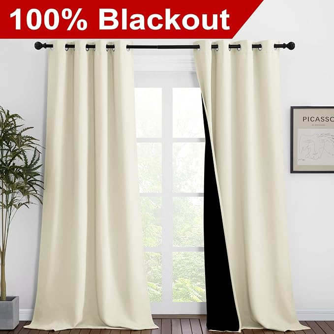 NICETOWN Thermal Insulated 100% Blackout Curtains, Noise Reducing Performance - Image 2