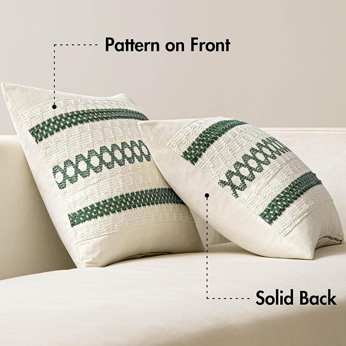 MIULEE Set of 2 Dark Green Boho Christmas Decorative Pillow Covers 20x20 Inch - Image 9