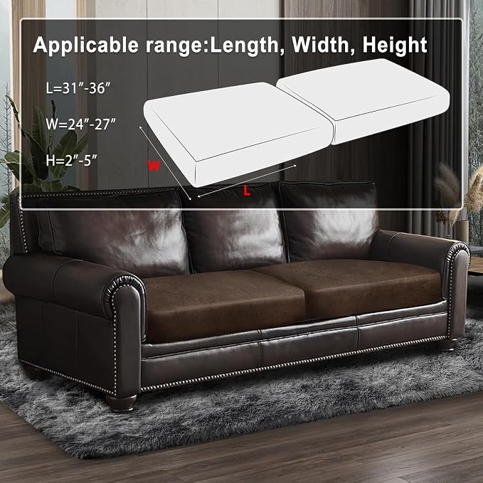 Leather Look Couch Cushion Covers Sofa Seat Slipcovers Sets Couches Furniture - Image 3