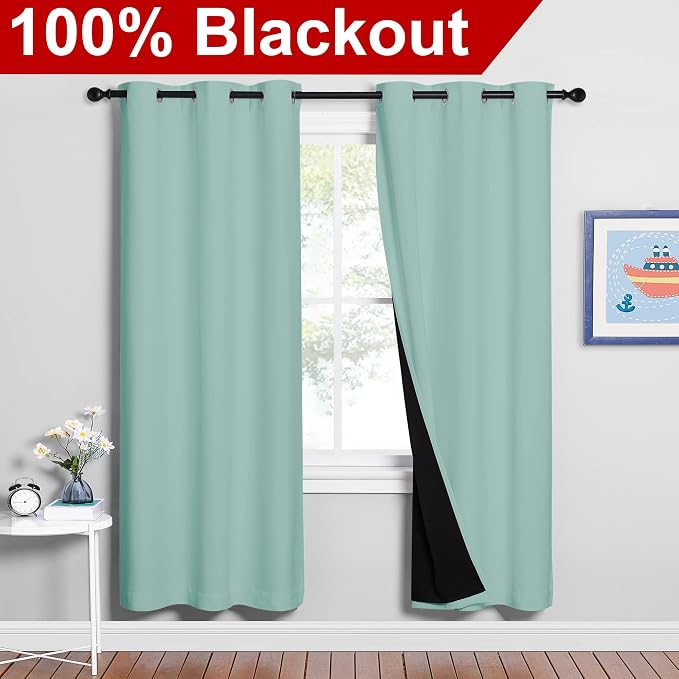 NICETOWN 100% Blackout Window Curtain Panels, Full Light Blocking Drapes - Image 2