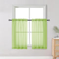 OWENIE Short Lime Sheer Curtains 36 Inch Length 2 Panels Set, Kitchen Tiers by OWENIE