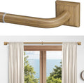 Boho Wood Grain Curtain Rods for Windows 66-152Inch Heavy Duty Wrap Around by RBYCOS