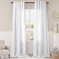 Nanspring White Linen Curtains for Living Room 84 inches Long 2 Panels Set Pure by Nanspring
