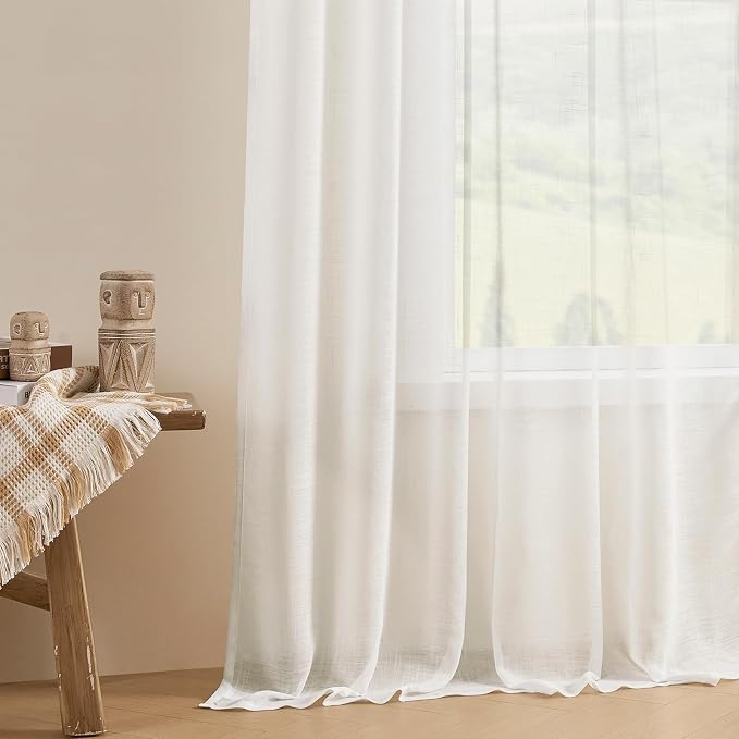 Joydeco Sheer Curtains 84 Inches Long, Cream Curtains - Image 6