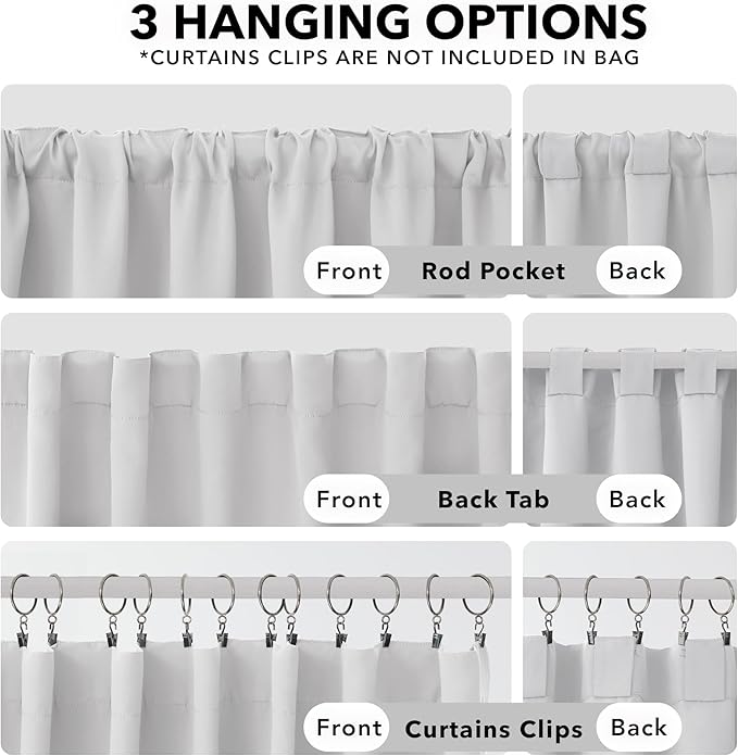 Deconovo Back Tab and Rod Pocket Curtains Blackout Curtains Thermal Insulated - Image 2
