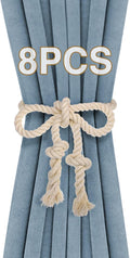 8 Pcs Hand Woven Curtain Tiebacks No Drilling by Apipi