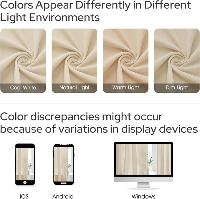 HOMEIDEAS Non-See-Through Beige Privacy Sheer Curtains, 52 X 63 Inches Long 2 - Image 9