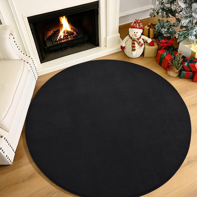Amearea Black Round Area Rugs 4ft Washable Circle Rugs - Image 9