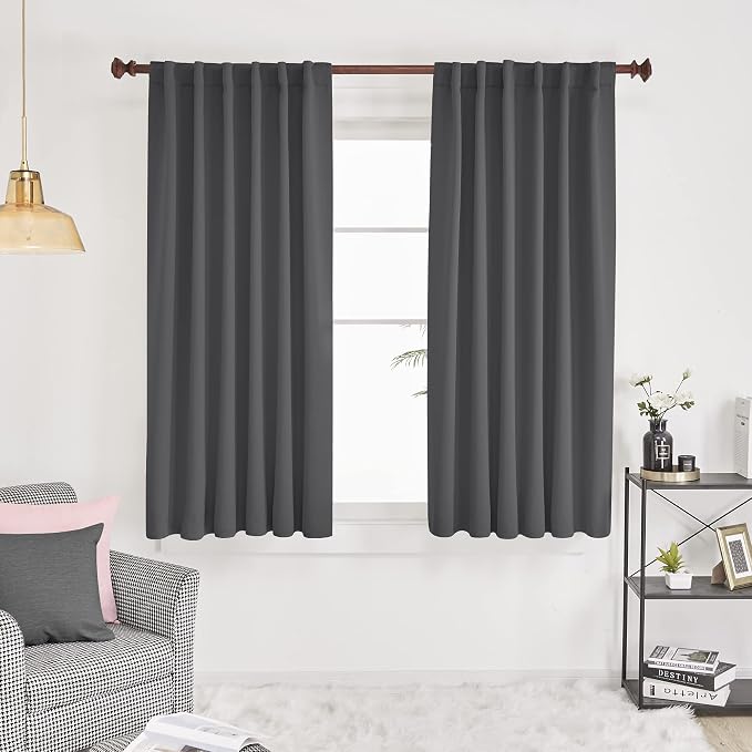 Deconovo Blackout Curtains, Thermal Insulated, W52 x L45 2 Panels, Back Tab by Deconovo