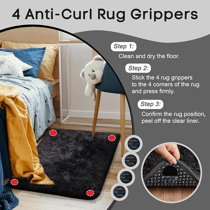 Ophanie Small Black Entryway Throw Rugs - Image 2