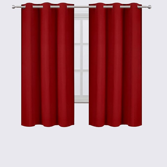 LEMOMO Red Blackout Curtains 42 x 63 Inch/Red Curtains Set of 2 Panels/Room - Image 2