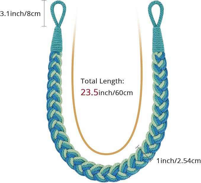 NICEEC 2 Pack Natural Cotton Rope Curtain Tiebacks Elegant Boho Style - Image 3