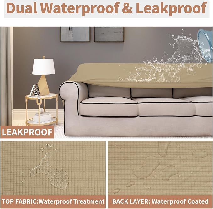 Easy-Going 100% Waterproof Oversized Loveseat Couch Cover, Dual Waterproof Sofa - Image 3