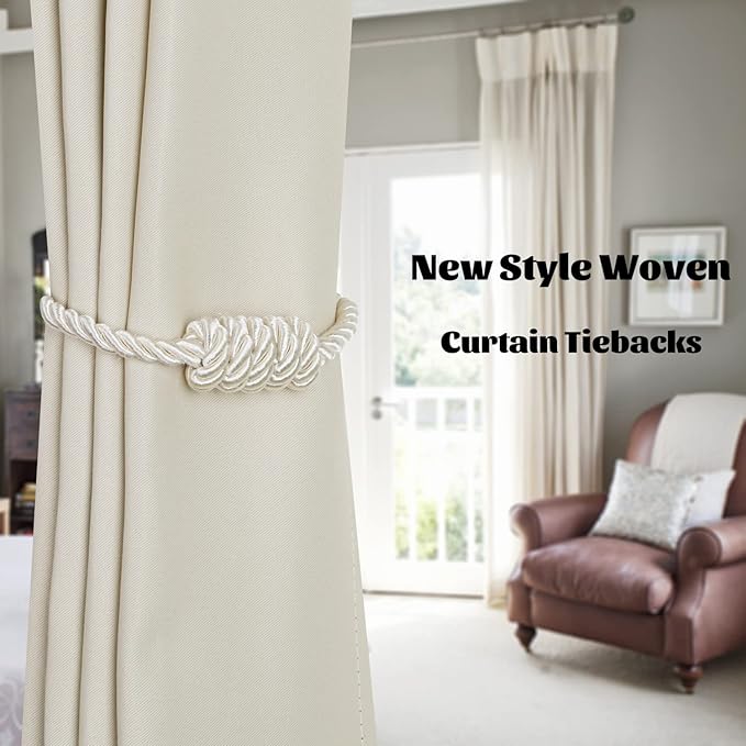 BEL AVENIR Magnetic Curtain Tiebacks, Decorative Drapery Holdbacks Modern Woven - Image 6