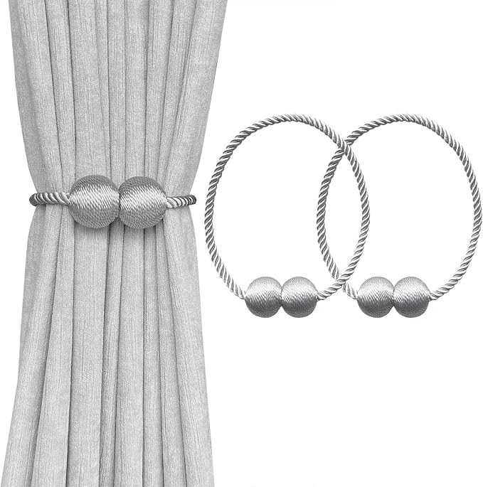 Melaluxe 2 Pack Magnetic Curtain Tiebacks, Decorative Curtain Holdbacks by Melaluxe