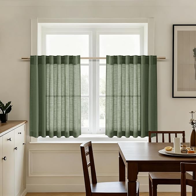 Nanspring Short Linen Cafe Curtains 36 Inch Length - Image 5