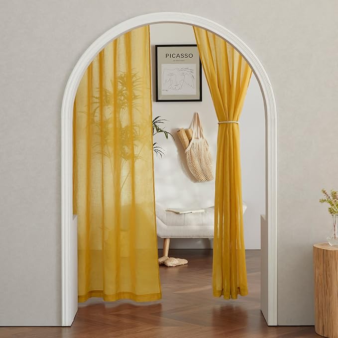NICETOWN Semi Sheer Curtains Flax Linen Texture, Grommet Retro Window Treatment - Image 7