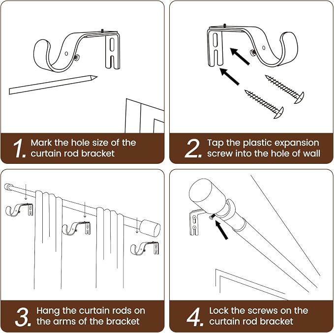 1” Diameter Curtain Rods Itself is 30 to 240 inch 1 Pack Fit 30-234 inch Window - Image 5