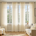 MIULEE Butter Cream Sheer Curtains 84 Inches Long, 4 Panels Set, Rod Pocket by MIULEE