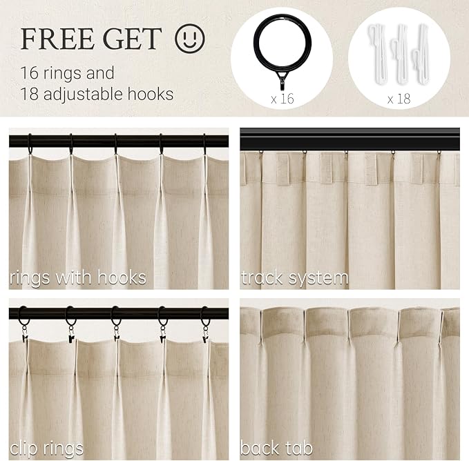 100 Inches Long Pinch Pleated Semi Sheer Curtains - Image 2