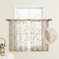 HOMEIDEAS Taupe Sheer Kitchen Curtains 30 X 24 Inch Length 2 Panels Beige by HOMEIDEAS