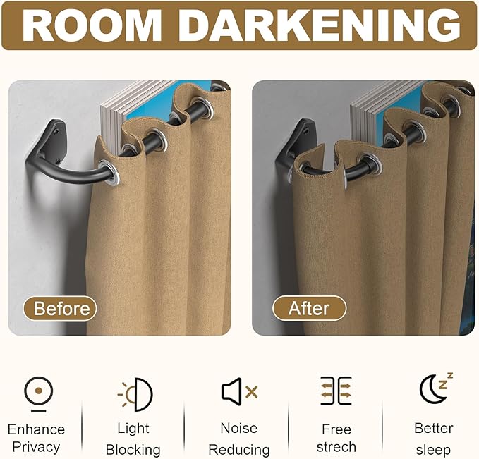 GXOACKJ Black Curtain Rods for Windows 48 to 84 inch, 5/8 inch Adjustable Wrap - Image 2
