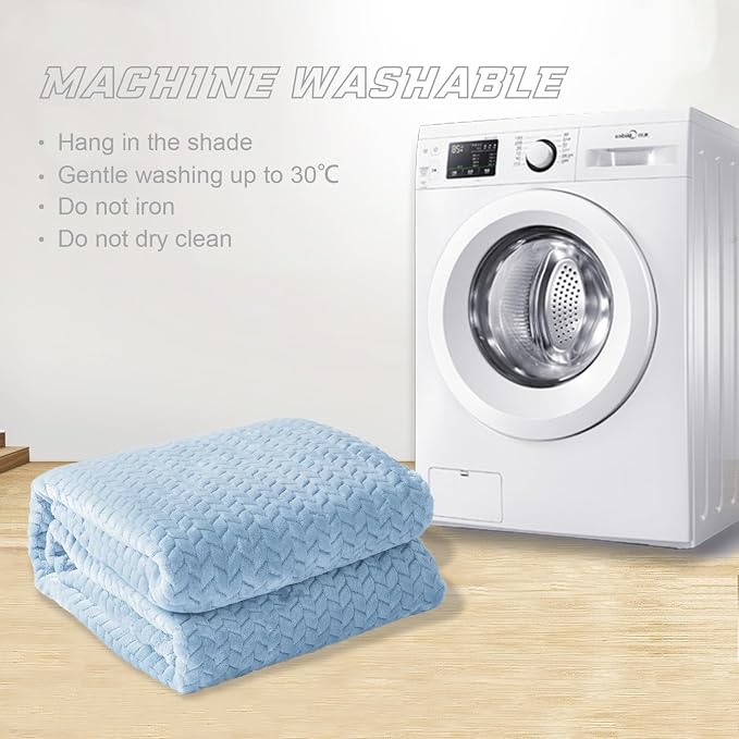 Exclusivo Mezcla Light Blue Fleece King Size Blanket - Image 8