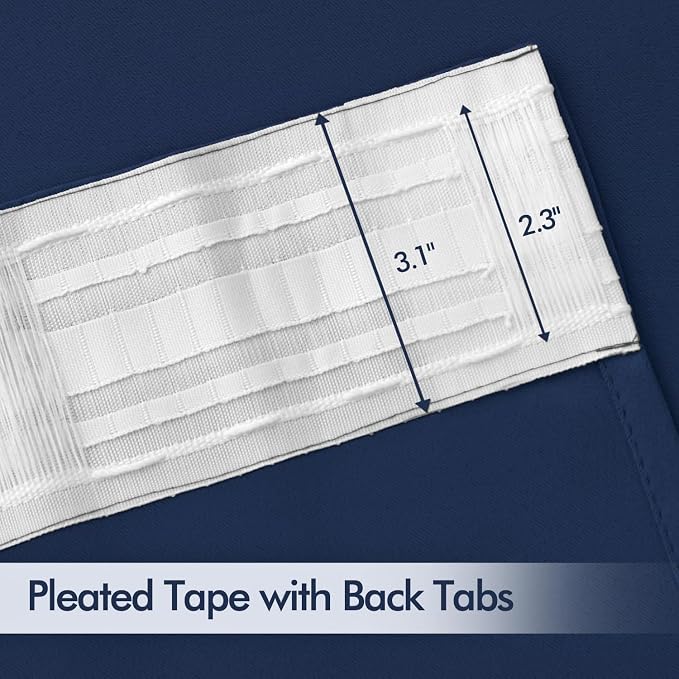 MIULEE Navy Blue Back Tab Blackout Curtains 63 Inch Length 2 Panels Set - Image 4