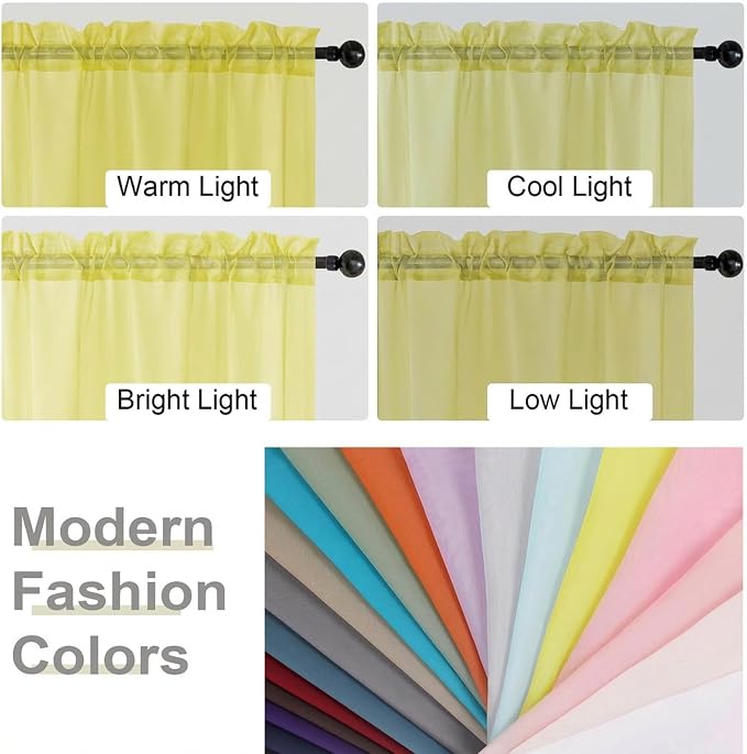 Sheer Curtains 84 Inches Long 2 Panels Set - Image 7