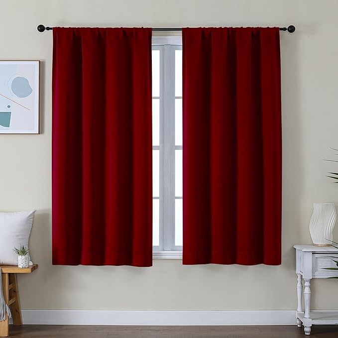 Simplebrand Ava Red Short Blackout Curtains by Simplebrand