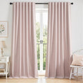 Topfinel Elegant Blush Pink 102 Inch Curtains 100% Blackout Linen Textured by Topfinel