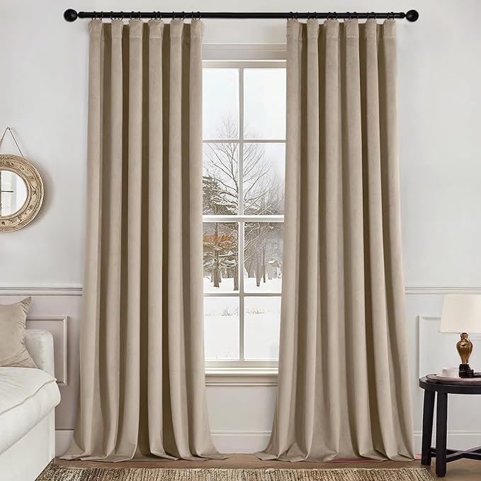 MIULEE Velvet Curtains 50W x 84L 2 Panels Camel Beige Blackout Curtains | by MIULEE