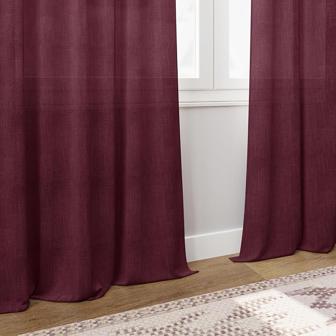 Nanspring Burgundy Linen Curtains - Image 5
