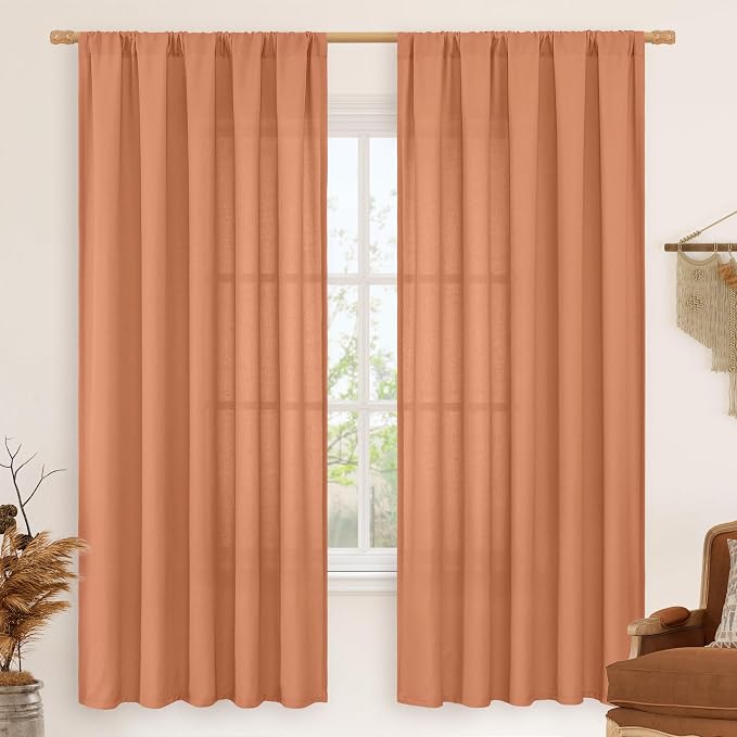 LAMIT Terracotta Linen Curtains 72 inches Long by LAMIT
